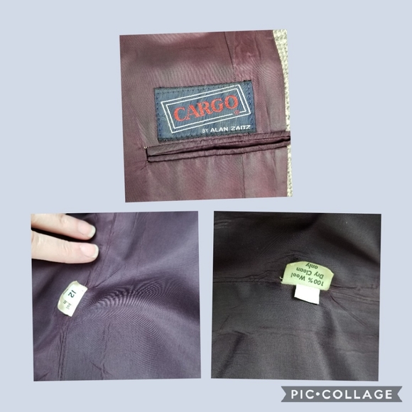 Vintage gray plaid wool blazer size 12 - Picture 3 of 8